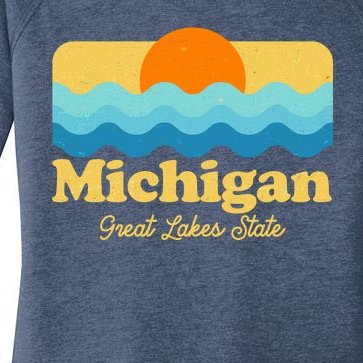 Michigan Great Lakes State Retro Sun Lake Women’s Perfect Tri Tunic Long Sleeve Shirt