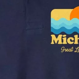 Michigan Great Lakes State Retro Sun Lake Softstyle Adult Sport Polo