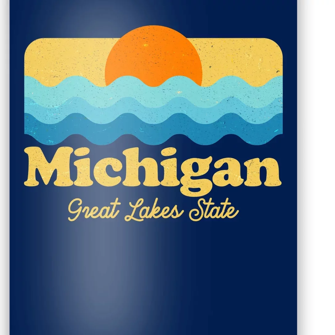 Michigan Great Lakes State Retro Sun Lake Poster