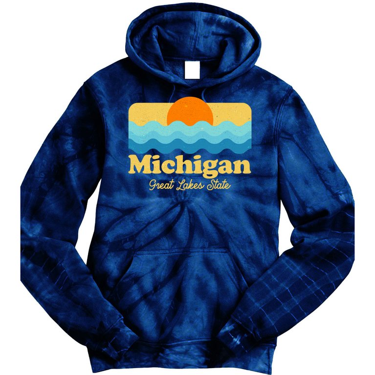 Michigan Great Lakes State Retro Sun Lake Tie Dye Hoodie