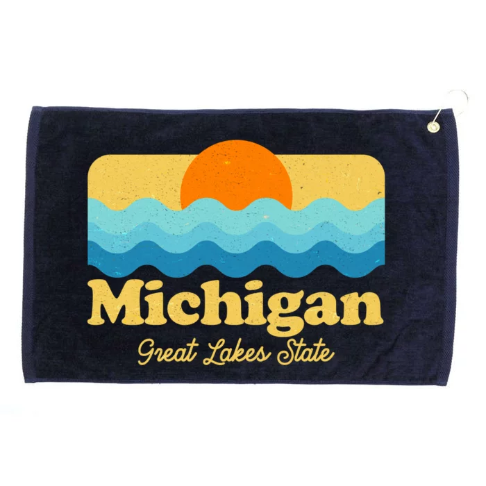 Michigan Great Lakes State Retro Sun Lake Grommeted Golf Towel