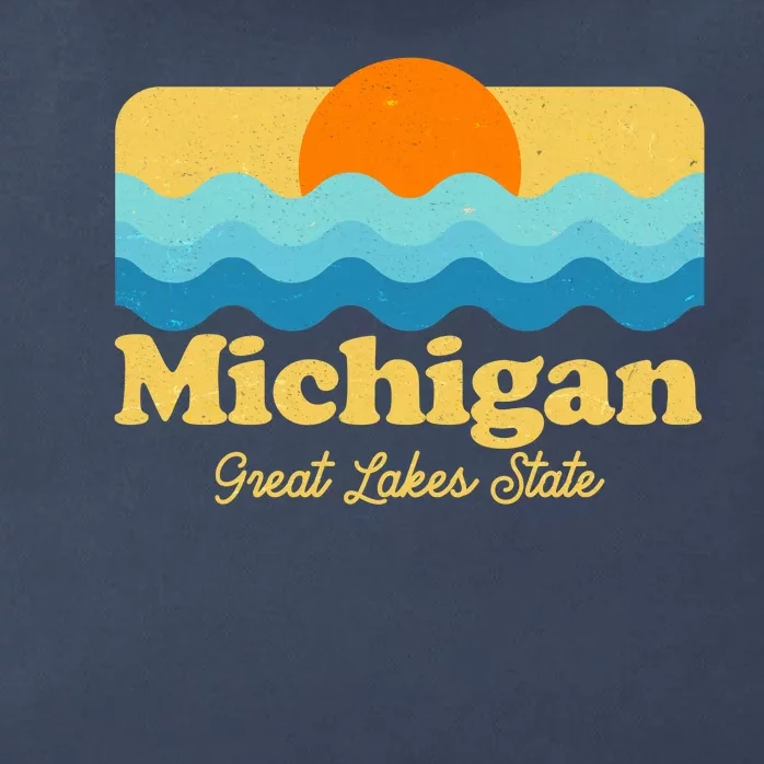 Michigan Great Lakes State Retro Sun Lake Zip Tote Bag