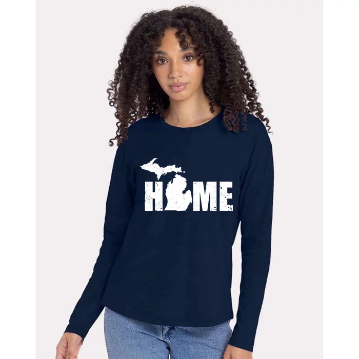 Michigan Home Mitten State Womens Cotton Relaxed Long Sleeve T-Shirt