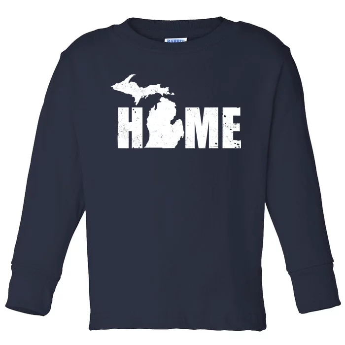 Michigan Home Mitten State Toddler Long Sleeve Shirt