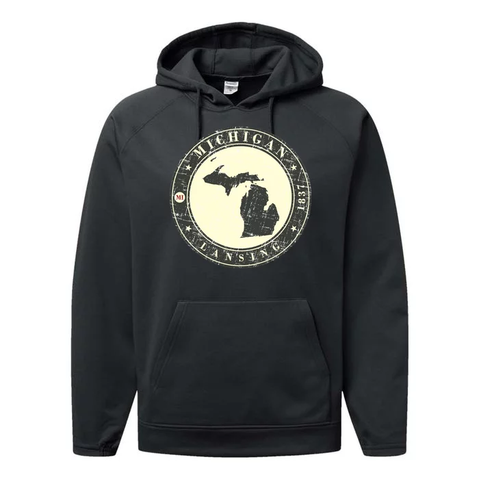 Michigan Lansing Retro Performance Fleece Hoodie