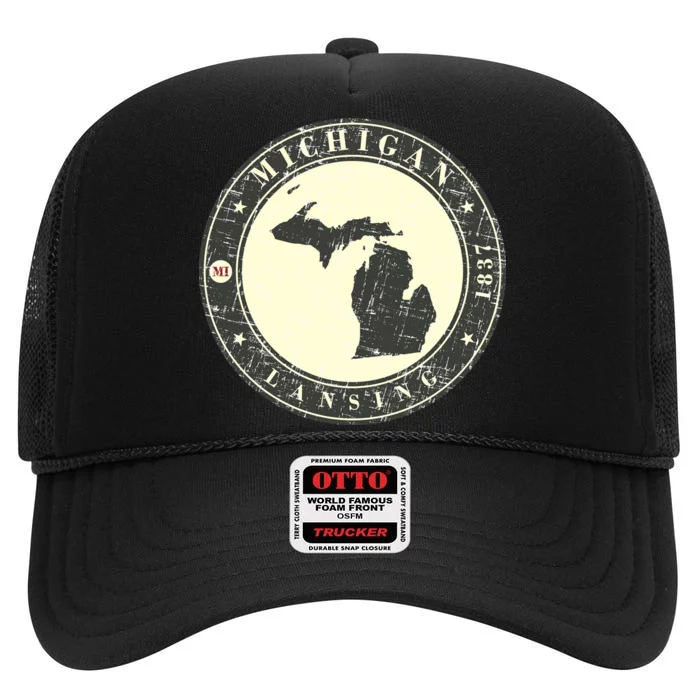 Michigan Lansing Retro High Crown Mesh Trucker Hat