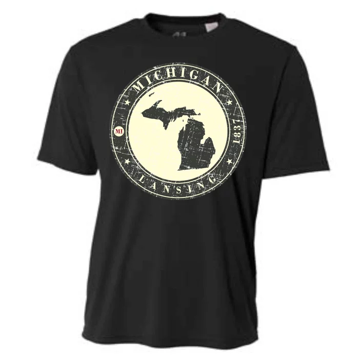 Michigan Lansing Retro Cooling Performance Crew T-Shirt