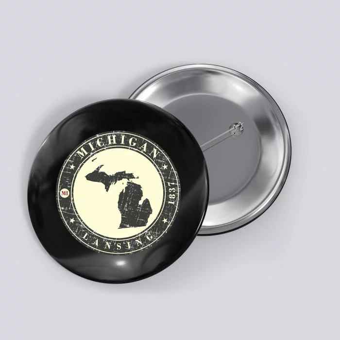 Michigan Lansing Retro Button