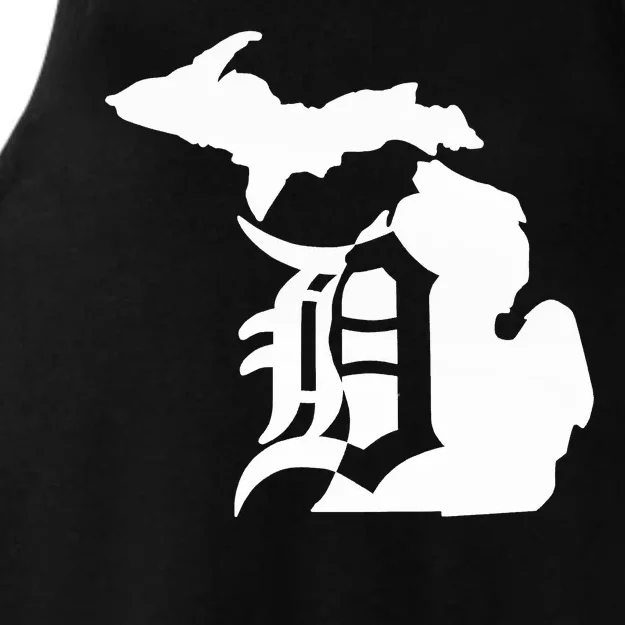 Michigan Mitten Old English D Detroit Ladies Tri-Blend Wicking Tank