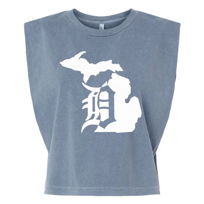 Michigan Mitten Old English D Detroit Garment-Dyed Women's Muscle Tee