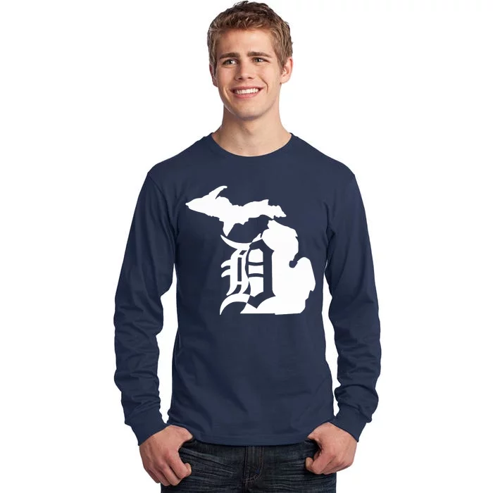 Michigan Mitten Old English D Detroit Tall Long Sleeve T-Shirt