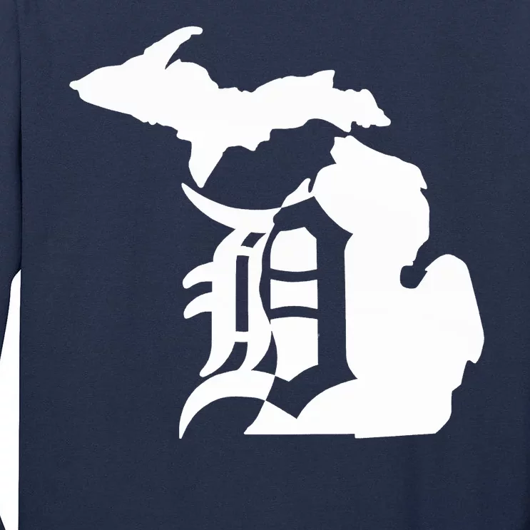 Michigan Mitten Old English D Detroit Tall Long Sleeve T-Shirt