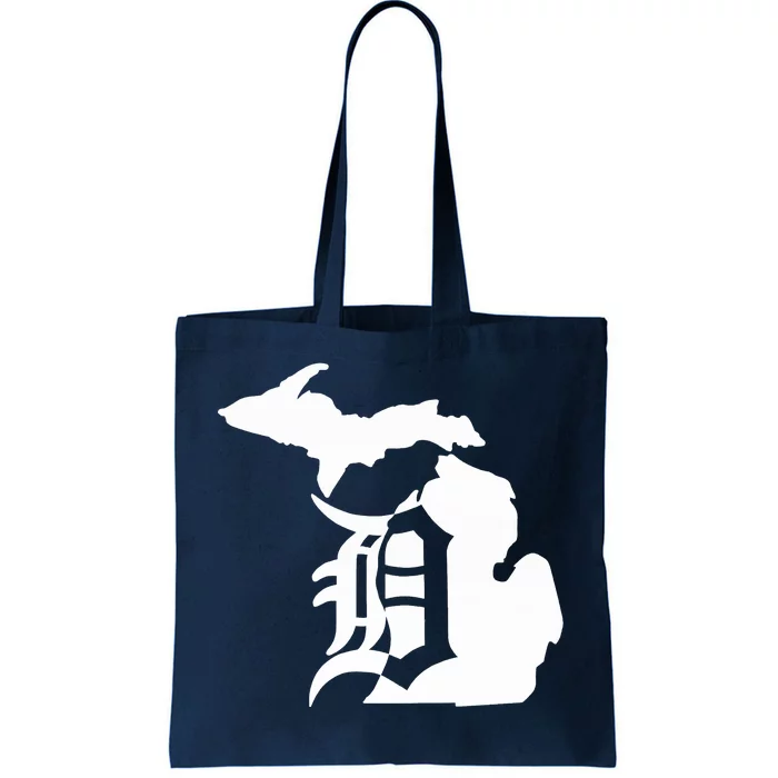 Michigan Mitten Old English D Detroit Tote Bag