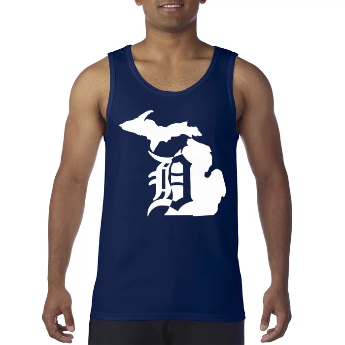 Michigan Mitten Old English D Detroit Tank Top