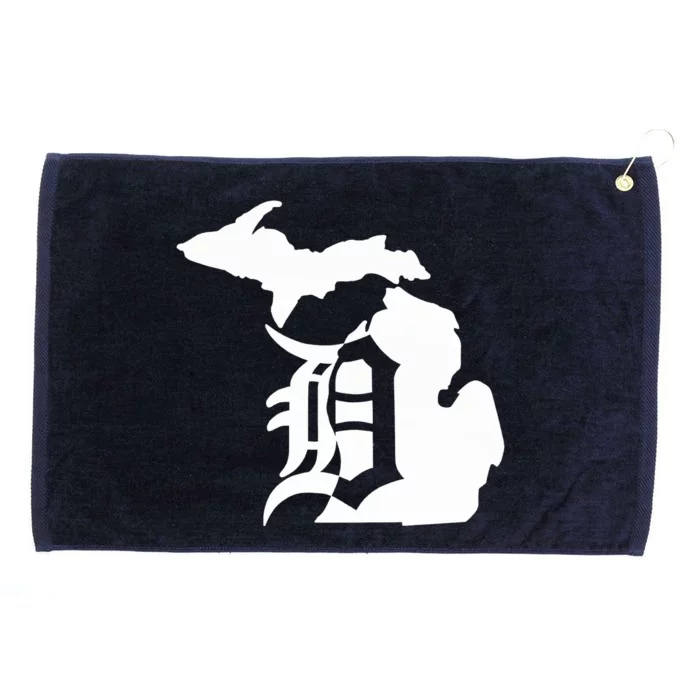 Michigan Mitten Old English D Detroit Grommeted Golf Towel