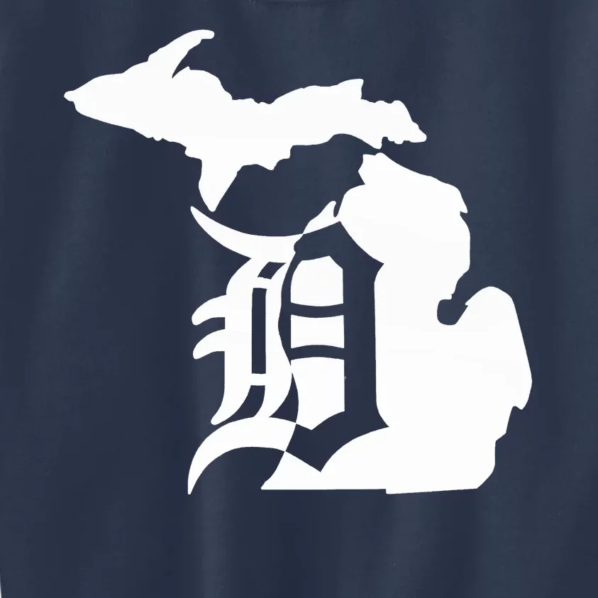 Michigan Mitten Old English D Detroit Kids Sweatshirt