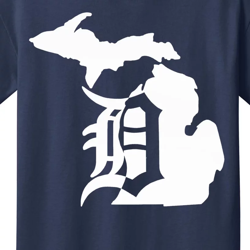 Michigan Mitten Old English D Detroit Kids T-Shirt