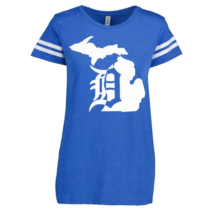 Michigan Mitten Old English D Detroit Enza Ladies Jersey Football T-Shirt