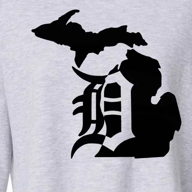 Michigan Mitten Old English D Detroit Cropped Pullover Crew