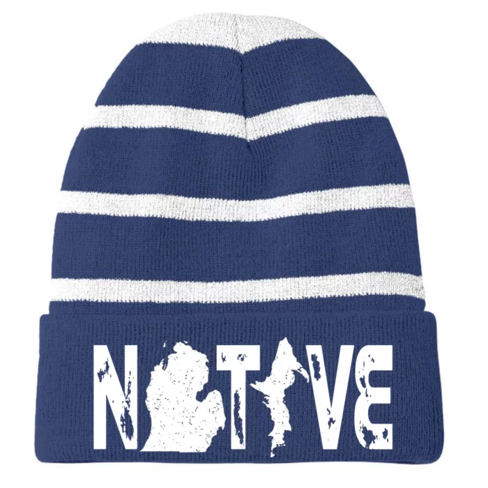 Michigan Native Striped Beanie with Solid Band