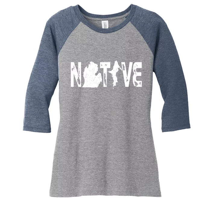 Michigan Native Women's Tri-Blend 3/4-Sleeve Raglan Shirt