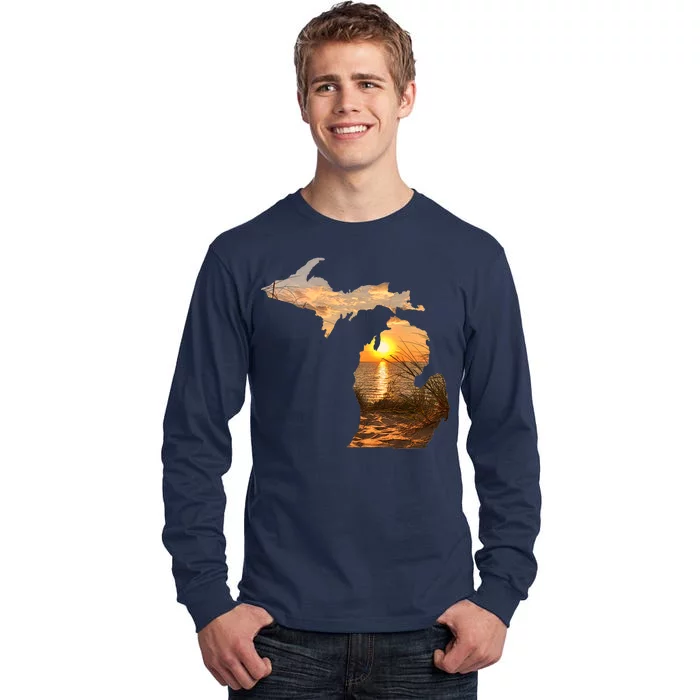 Michigan Sunset Lake Tall Long Sleeve T-Shirt