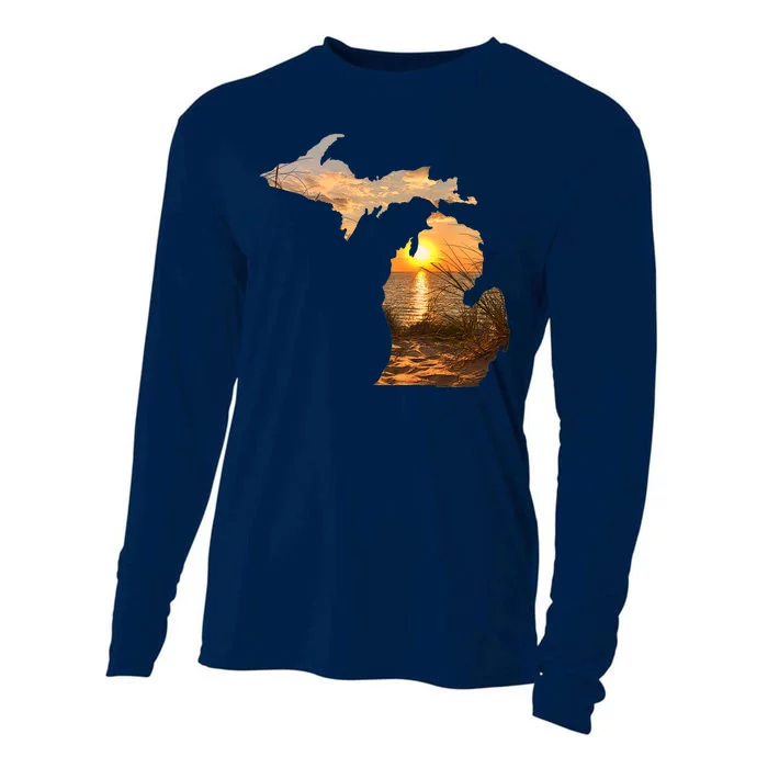 Michigan Sunset Lake Cooling Performance Long Sleeve Crew