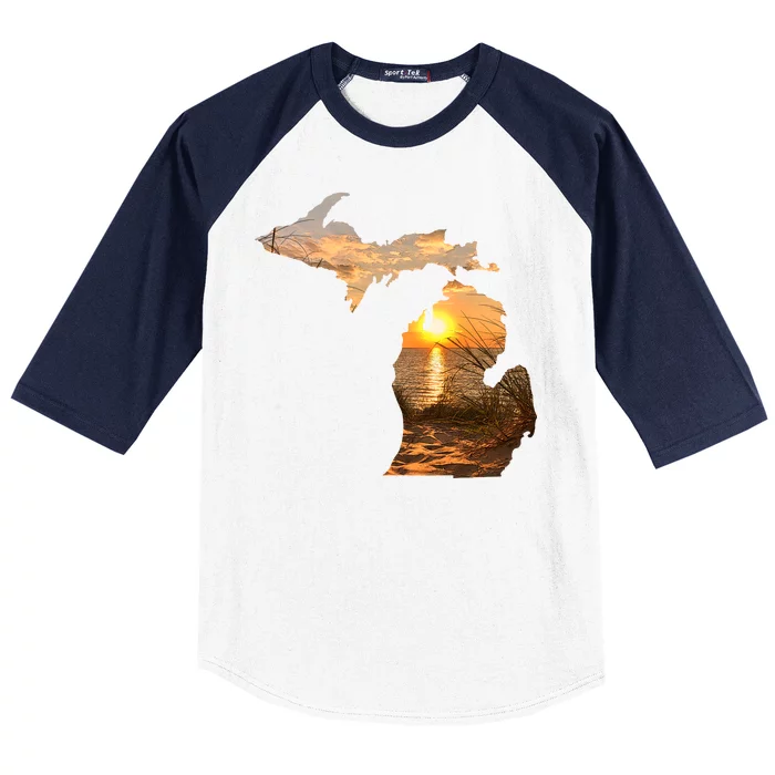 Michigan Sunset Lake Baseball Sleeve Shirt