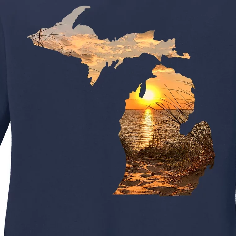 Michigan Sunset Lake Ladies Long Sleeve Shirt