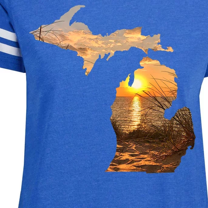 Michigan Sunset Lake Enza Ladies Jersey Football T-Shirt