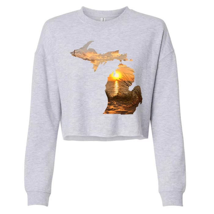 Michigan Sunset Lake Cropped Pullover Crew