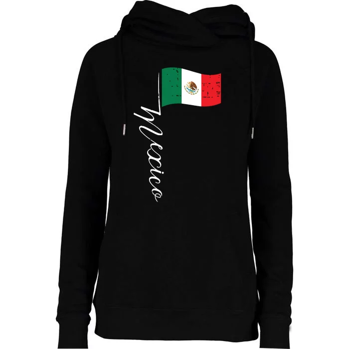 Mexican Independence Day Mexico Flag Vintage Womens Funnel Neck Pullover Hood