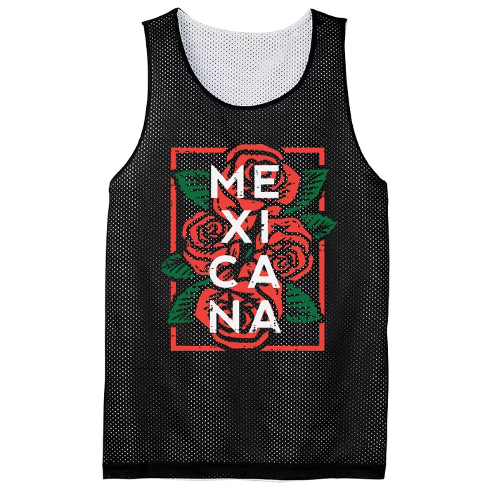 Mexican Independence Day Mexicana Roses Mesh Reversible Basketball Jersey Tank