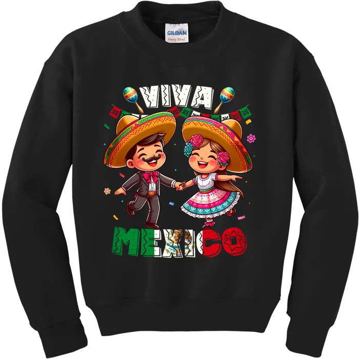 Mexican Independence Day Viva Mexico Kids Sweatshirt