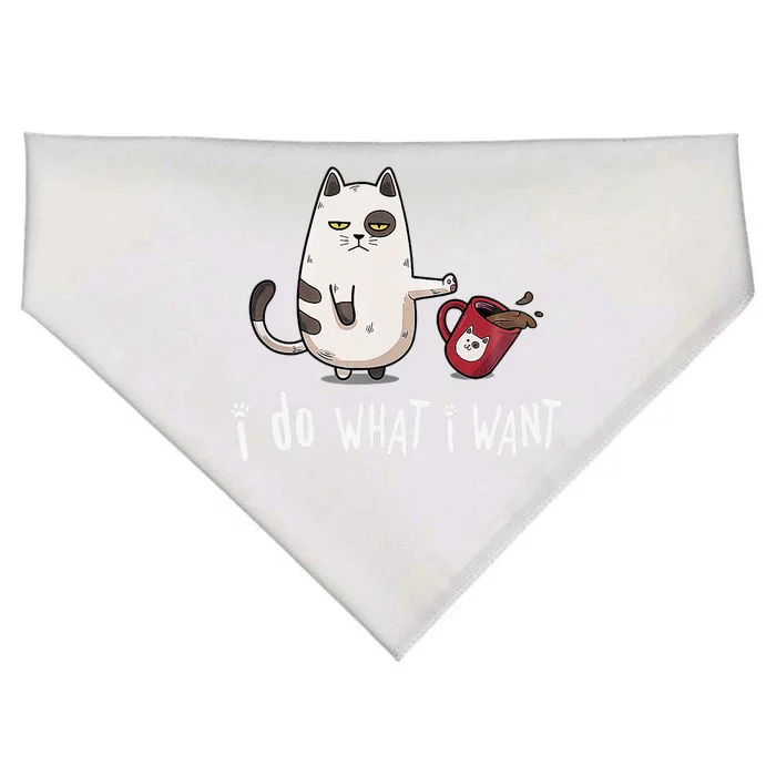 Meow I Do What I Want Vintage Black Cat Red Cup Funny My Cat USA-Made Doggie Bandana