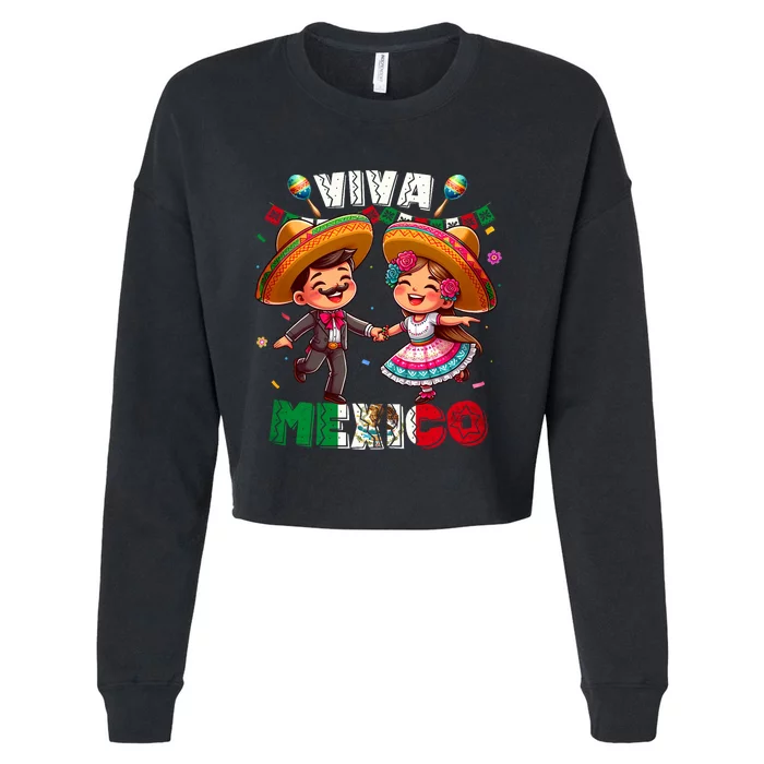 Mexican Independence Day Viva Mexico Cropped Pullover Crew