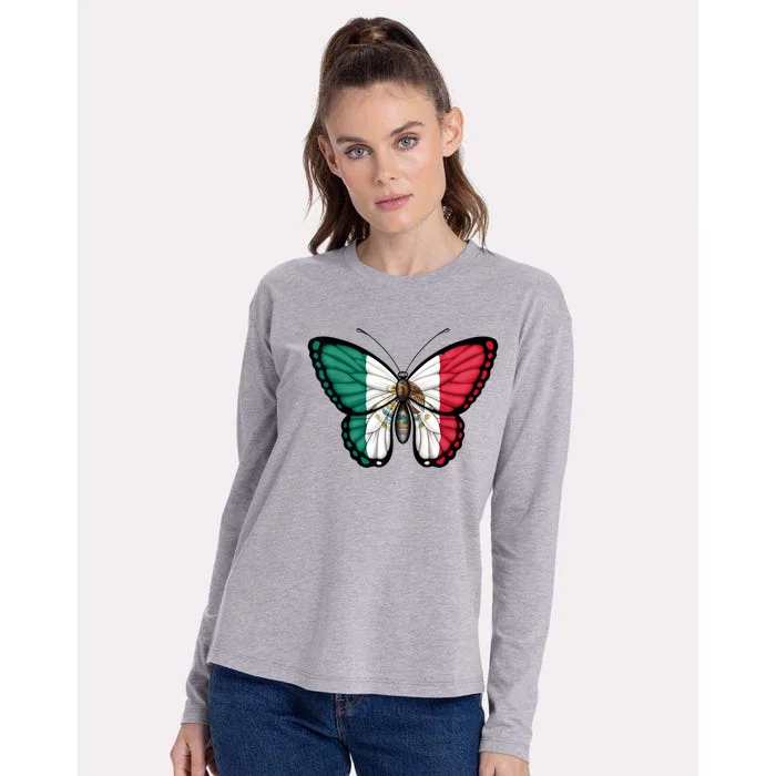 Mexican Independence Day Butterfly Womens Cotton Relaxed Long Sleeve T-Shirt