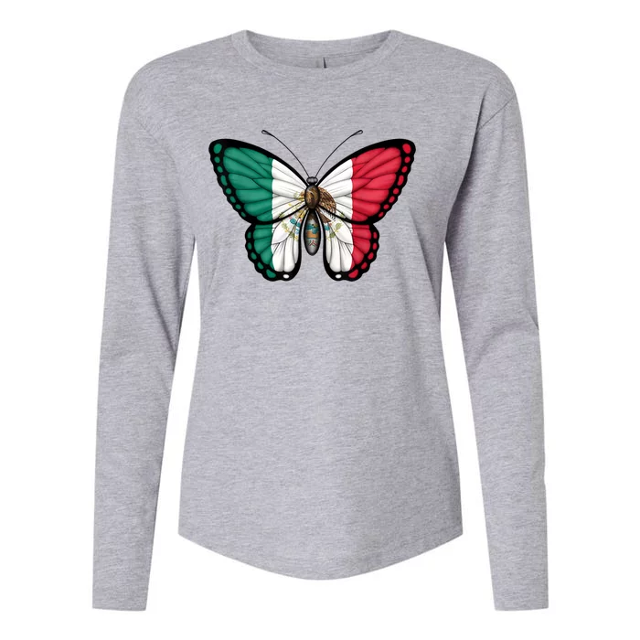 Mexican Independence Day Butterfly Womens Cotton Relaxed Long Sleeve T-Shirt