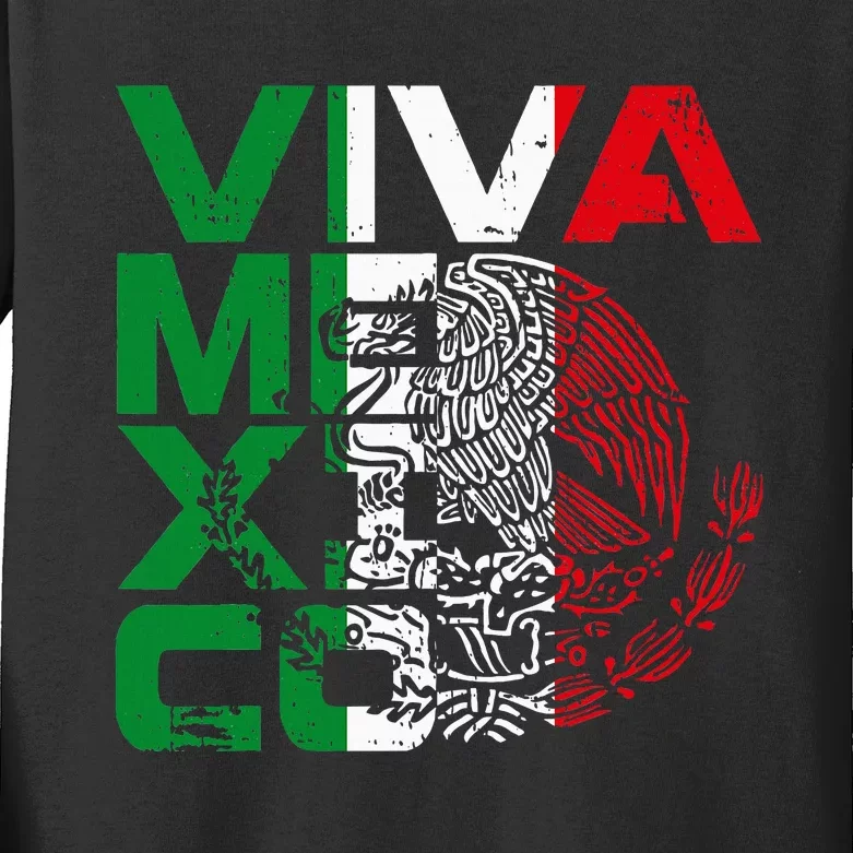 Mexican Independence Day Viva Mexico Kids Long Sleeve Shirt