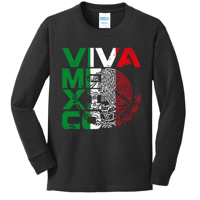 Mexican Independence Day Viva Mexico Kids Long Sleeve Shirt