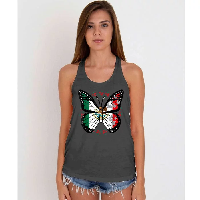 Mexican Independence Day Butterfly Mexico Women's Knotted Racerback Tank