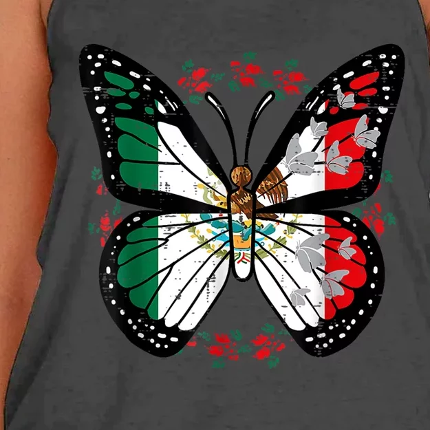 Mexican Independence Day Butterfly Mexico Women's Knotted Racerback Tank