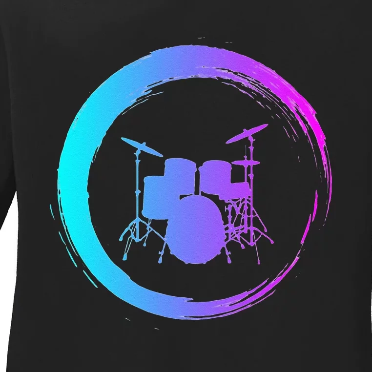 Musical Instrument Drummer Drums Musician Ladies Long Sleeve Shirt