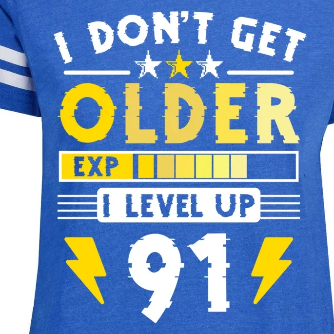 Men I Dont Get Older I Level Up 91 Gift Funny Gamer Enza Ladies Jersey Football T-Shirt