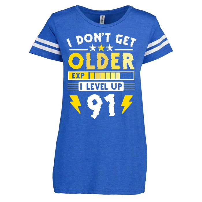 Men I Dont Get Older I Level Up 91 Gift Funny Gamer Enza Ladies Jersey Football T-Shirt