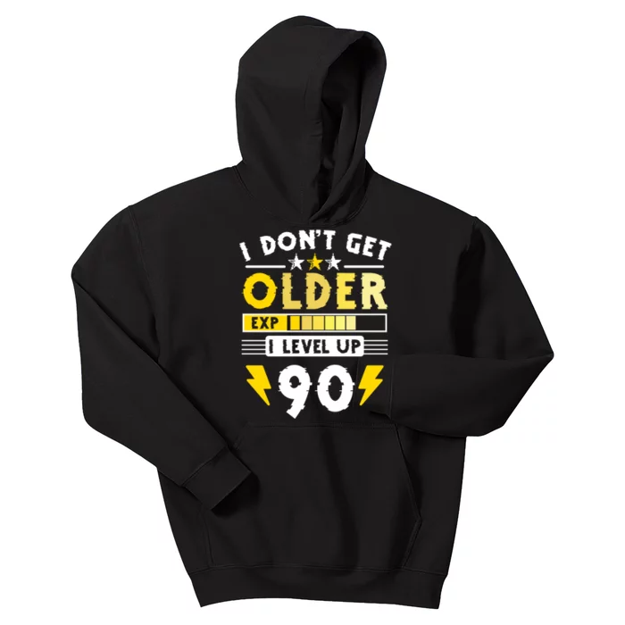 Men I Dont Get Older I Level Up 90 Gift Funny Gamer Kids Hoodie