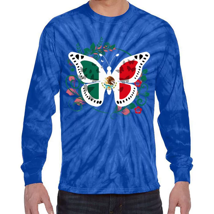 Mexican Independence Day Butterfly Mexico Tie-Dye Long Sleeve Shirt