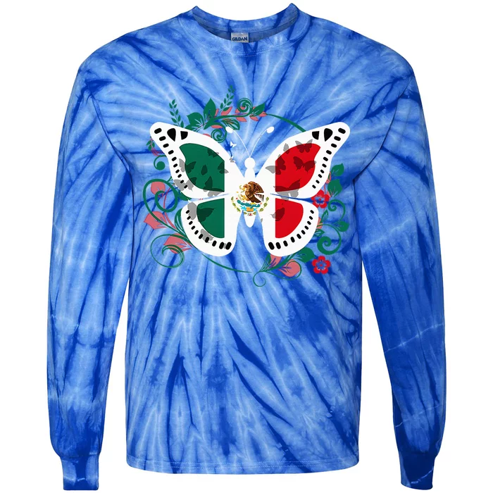 Mexican Independence Day Butterfly Mexico Tie-Dye Long Sleeve Shirt