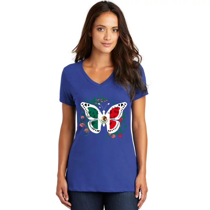 Mexican Independence Day Butterfly Mexico Women's V-Neck T-Shirt