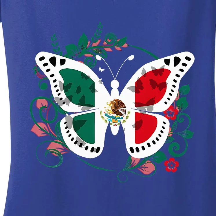 Mexican Independence Day Butterfly Mexico Women's V-Neck T-Shirt